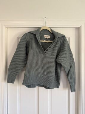 Mara Hoffman Ribbed V-Neck Sweater in Sage